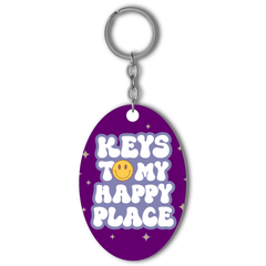 Keys to my happy place Acrylic keychain- Oval