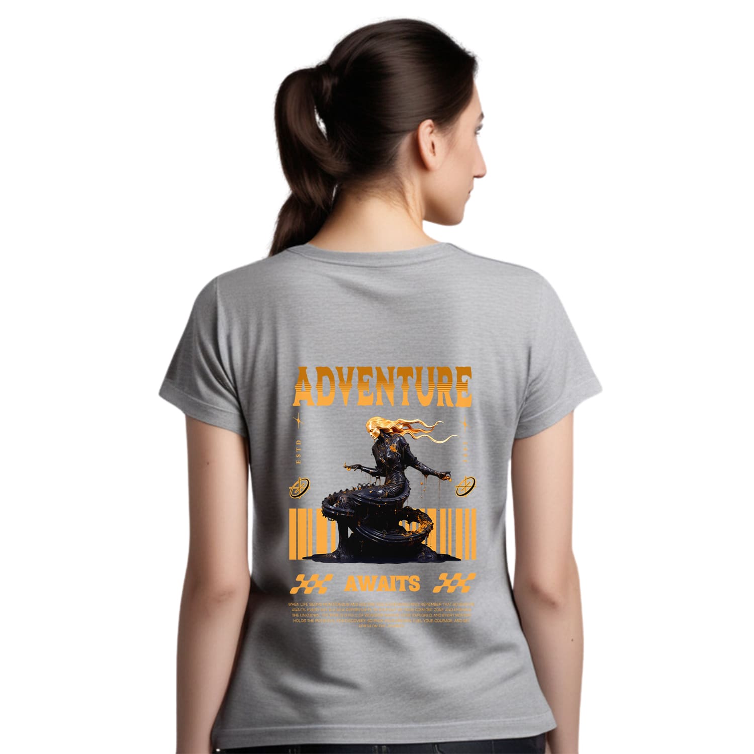 Adventure awaits womens cotton printed T-shirt