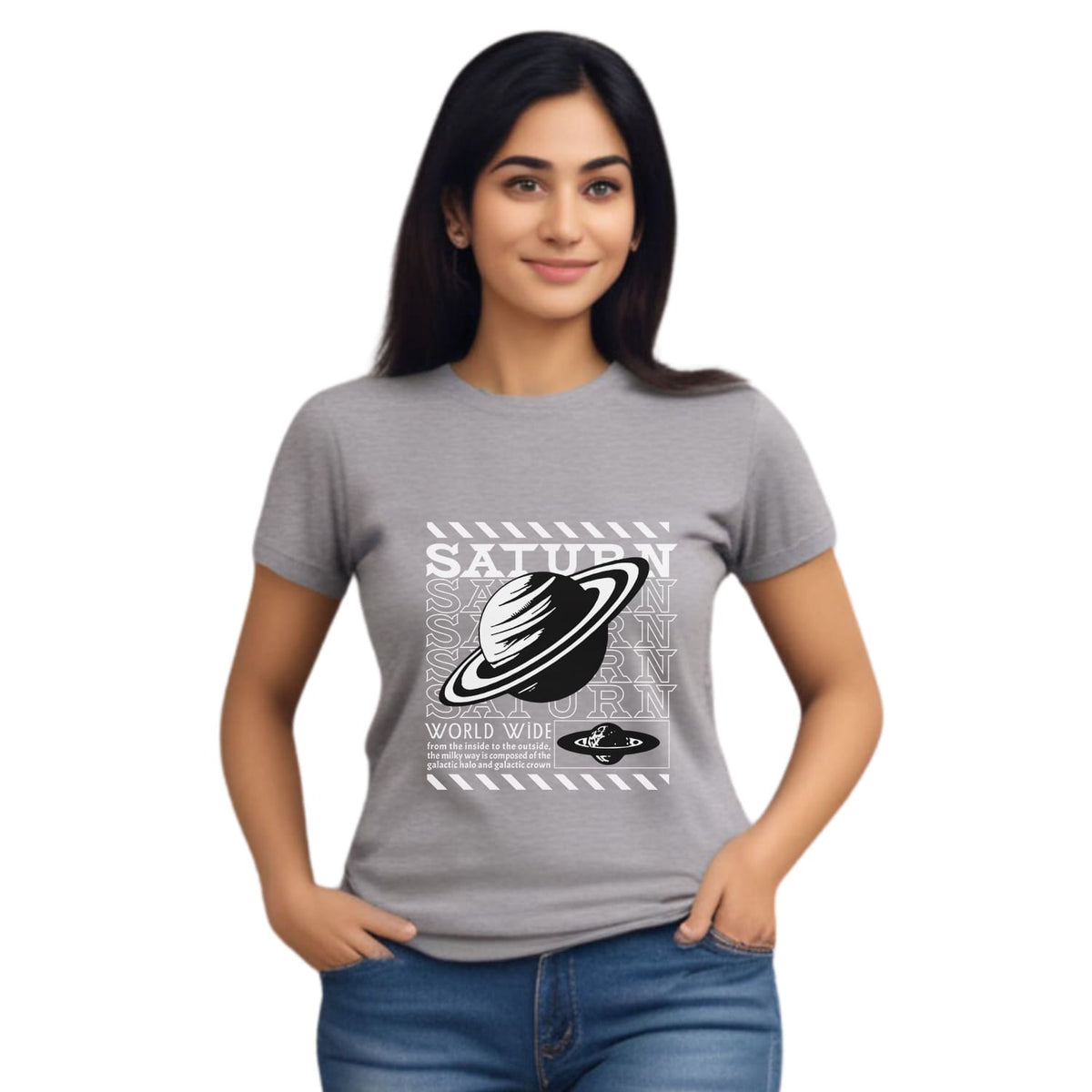 Saturn Womens cotton printed T-shirt