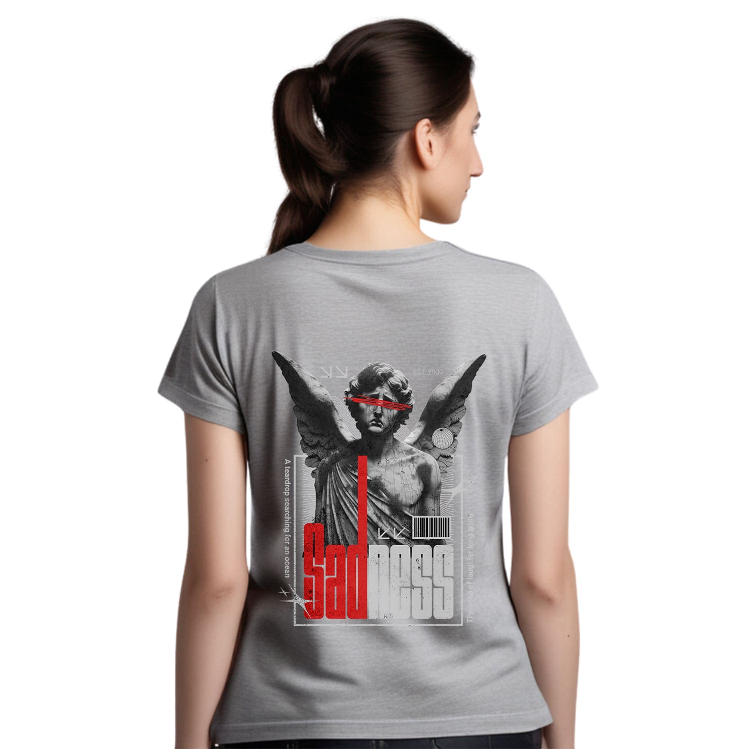 Sadness Womens cotton printed T-shirt