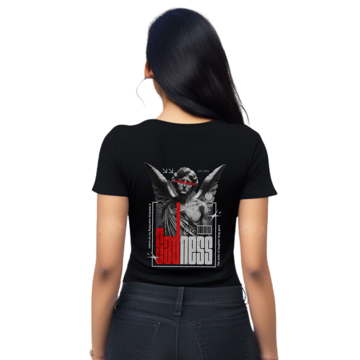 Sadness Womens cotton printed T-shirt