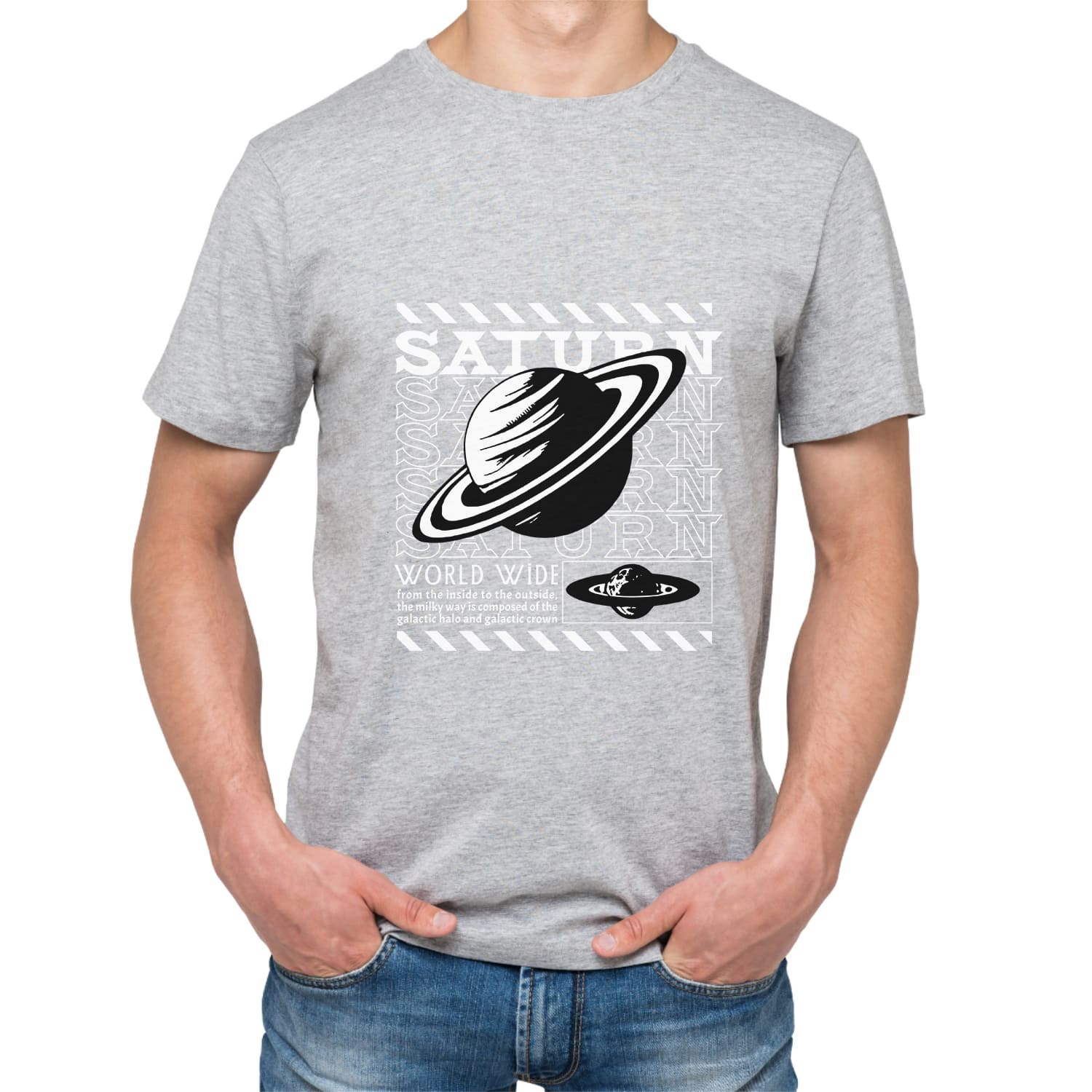 Saturn Mens cotton printed T-shirt