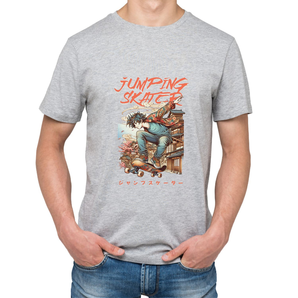 Jumping skater Mens cotton printed T-shirt