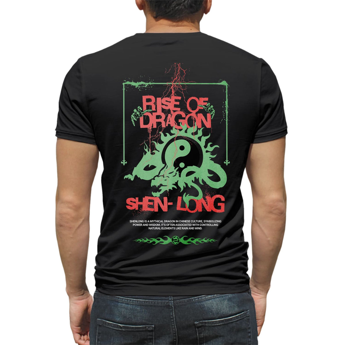Rise of dragon Mens cotton printed T-shirt