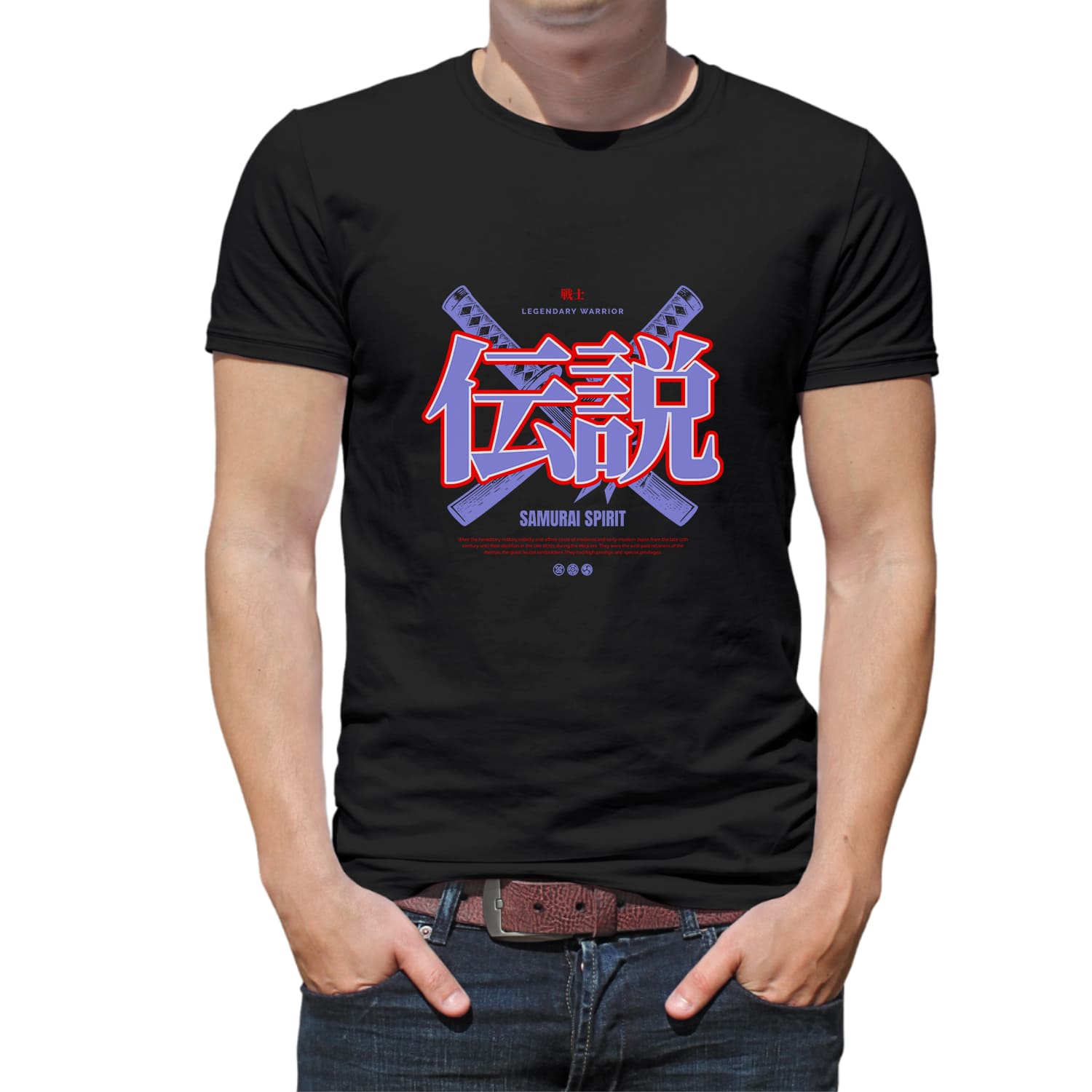 Samurai spirit Mens cotton printed T-shirt