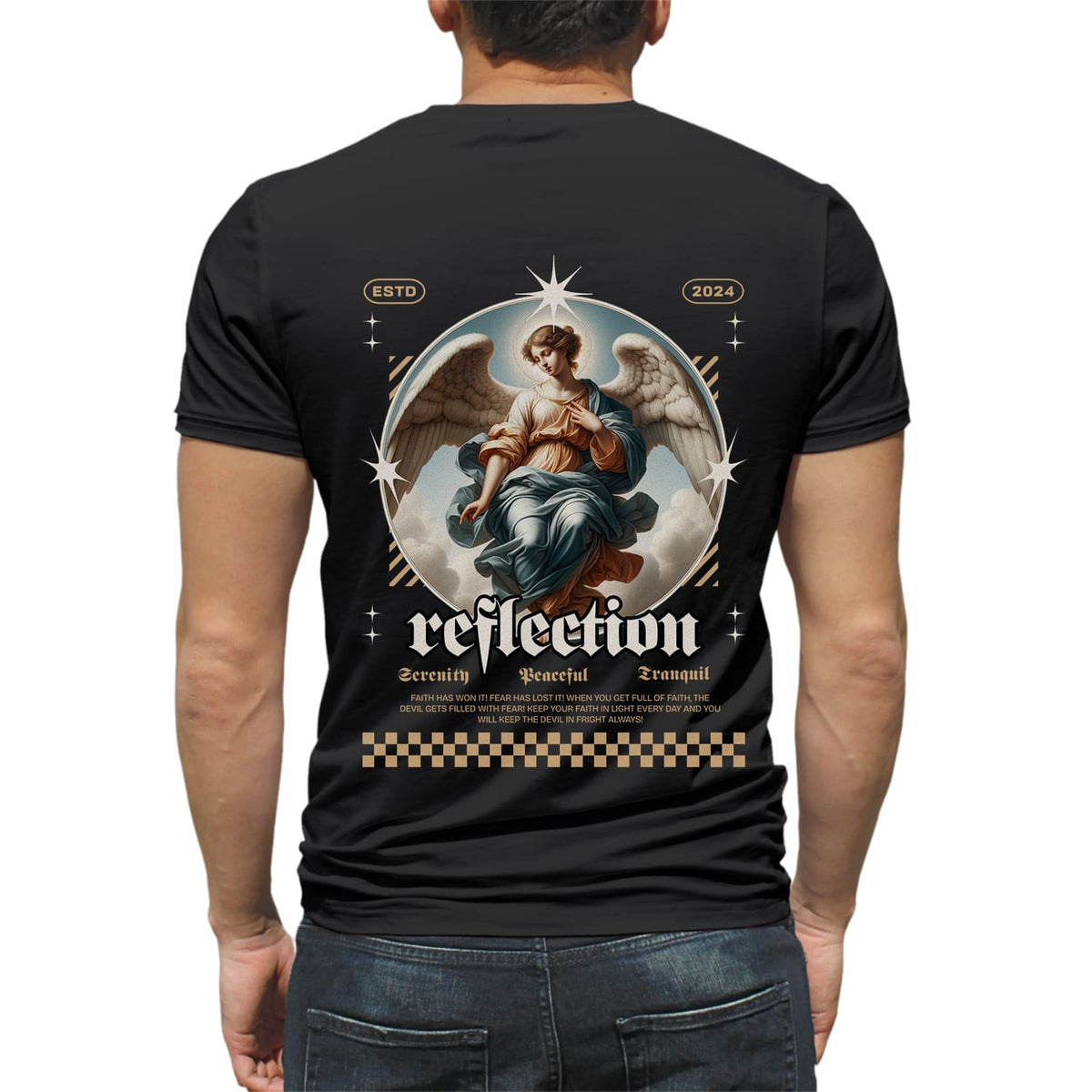Reflection Mens cotton printed T-shirt