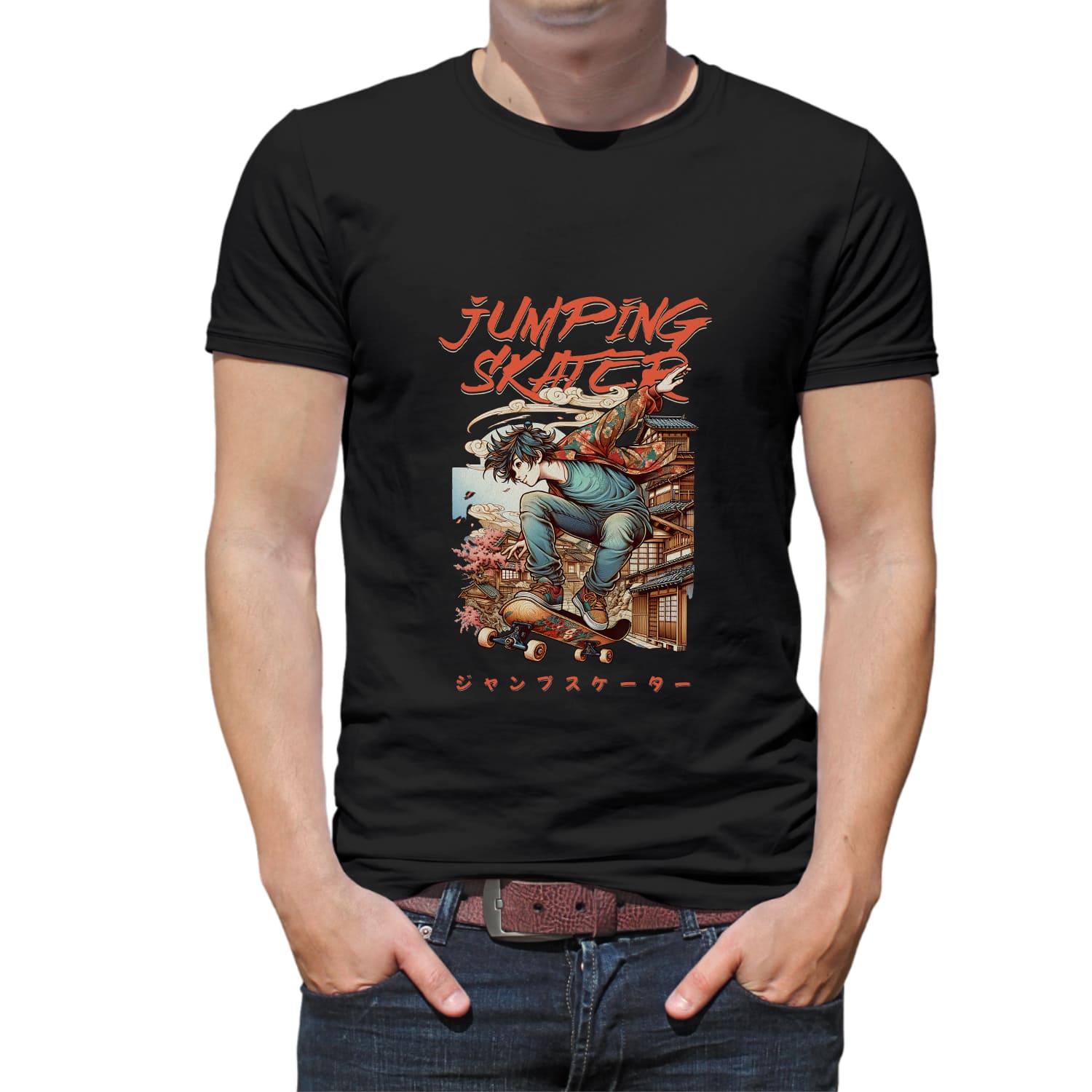 Jumping skater Mens cotton printed T-shirt