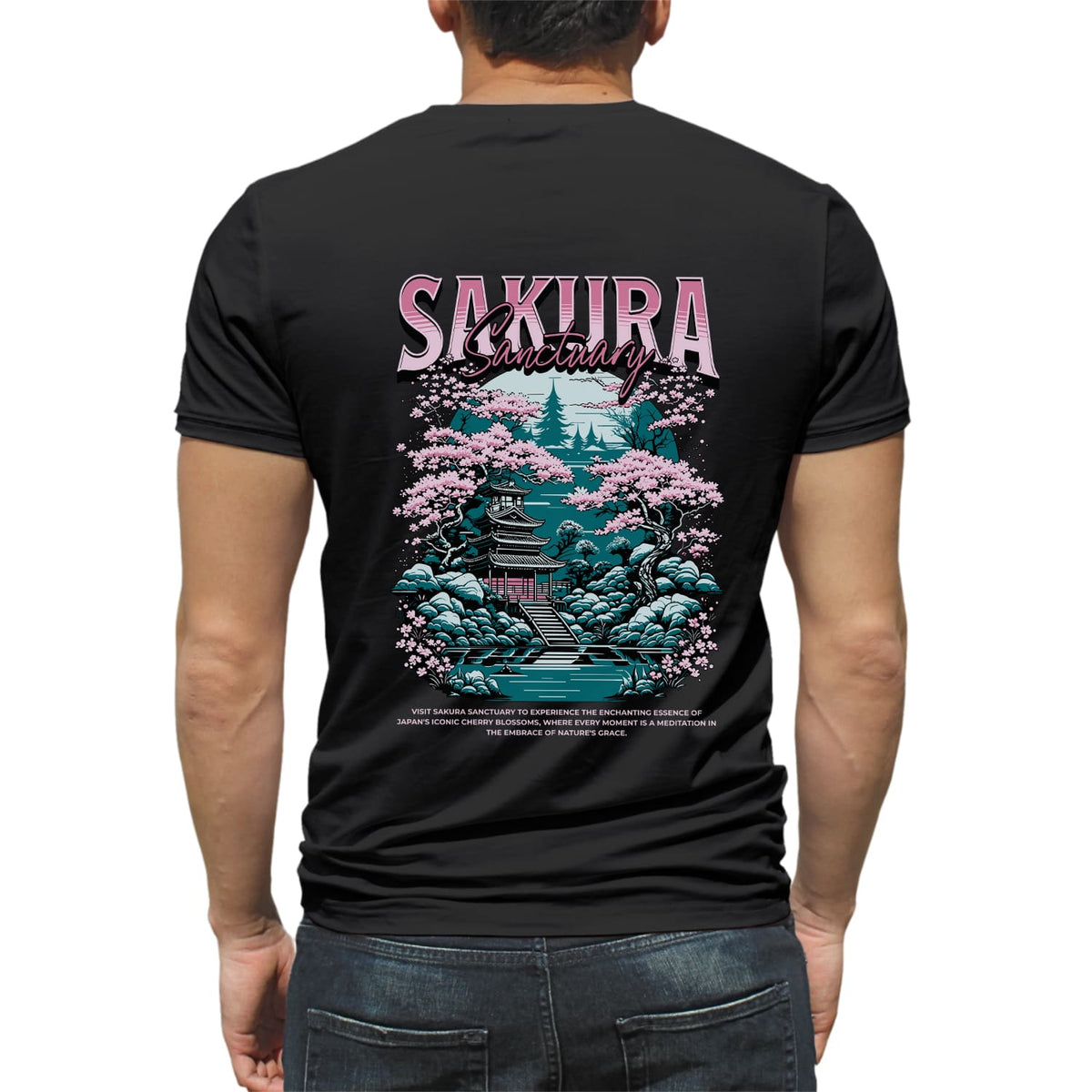 Sakura  Mens cotton printed T-shirt