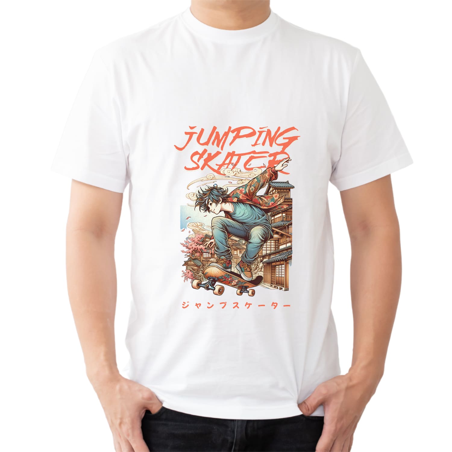 Jumping skater Mens cotton printed T-shirt