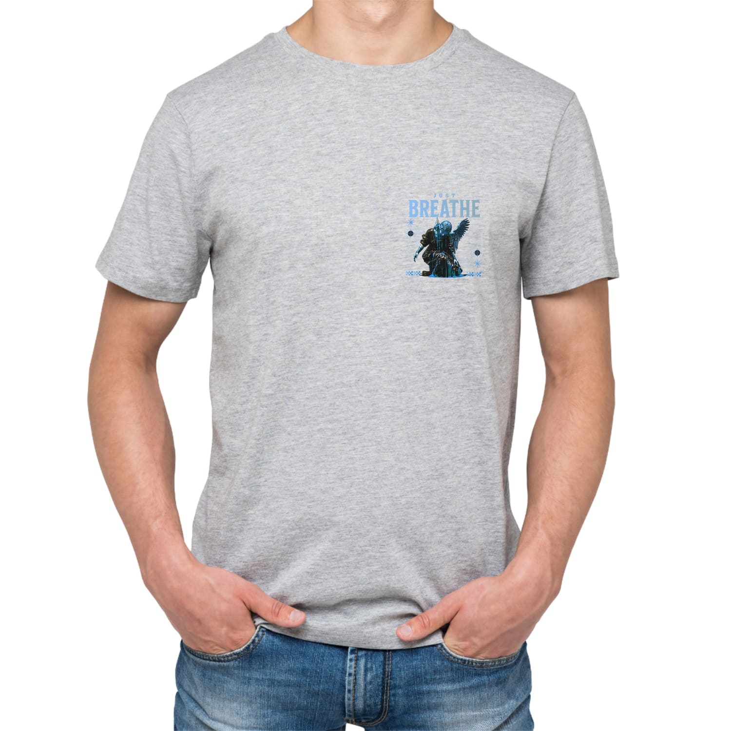 Just breath Mens cotton printed T-shirt